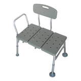 ZUN Medical Bathroom Safety Shower Tub Aluminium Alloy Bath Chair Transfer Bench with Back & Handle Gray 23066478