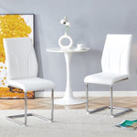 ZUN Set of 2 dining white dining chair set, PU material high backrest seats and sturdy leg W1151P203805