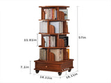 Rotating Bookshelf with Drawer, 360 Display 5 Tier Corner Bookshelf for Small Space, Floor Standing W2641P329214