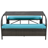 U_STYLE Versatile outdoor loveseat that converts to four seats and a table, suitable for gardens and WF321803AAC