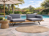 Outdoor Acacia Wood 2 Seater Sofa with Metal Legs for Garden Patio 62255.00TFNH