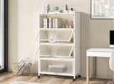 5-Tier Rolling Microwave Stand Flip Dust-Proof Doors 4 Casters with Brakes Kitchen Storage Rack 71337506