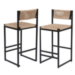 ZUN Kitchen Bar Stools with Footrest Set of 2 Paper Rope Weave Dining Chairs Counter Height Barstool W1757P254841