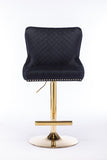 Hengming Velvet bar chair stool one-piece set, adjustable height, diamond lattice against the back W212P156698
