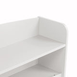 Full Pine Wood Bed with Bookcase Headboard ,LED Motion Sensor Light, Bed Guardrails,White W504P277600