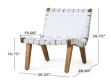 Outdoor Acacia Wood and Rope Weave 3 Piece Chat Set, White and Teak 33691109