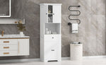 ZUN Tall Bathroom Cabinet with Four Doors, Large Storage Space Open Shelve, Upper Storage Cabinet, White N725P188459K