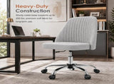 Comfy Office, Adjustable Swivel Desk with Wheels, Wide Seating, Modern Fabric Vanity 81207517