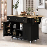 Kitchen Cart with Rubber wood Drop-Leaf Countertop ,Cabinet door internal storage racks,Kitchen WF298028AAB