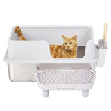 Stainless Steel Cat Box with Lid, Extra Large Pan with High Sides for Big Cats, Kitty 22556995