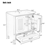 30" Bathroom Vanity with Sink Vintage Style, Multi-functional Storage Space, Door Shelf, N759P218644K