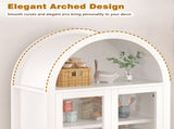71" Fluted Tall Arched Pantry Cabinet with Adjustable Shelves, Elegant Display Storage with Hidden W2917P384723