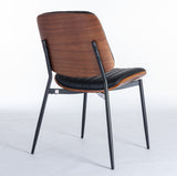 A&A Furniture, Dining Chairs Set of 2 Mid Century Modern Retro Faux Leather Chair with Walnut W1143P151496