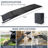 ZUN Dog Ramp for Car, 71" Long & 20" Wide Folding Portable Pet Stair Ramp with Non-Slip Rug Surface, W2277P231463