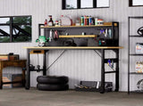 71''Adjustable Workbench with pegboard, Heavy Duty Wooden Desktop Workbench with Wheels, 1600 lb. W1162P384342