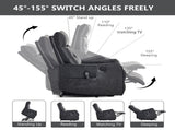Deep Grey PU Single Motor Power Lift Recliner Chair with Massage and Heat for Elderly, Heavy Duty W1803P536617