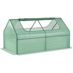 ZUN 6' x 3' Galvanized Raised Garden Bed with Mini PE Greenhouse Cover, Outdoor Metal Planter Box with 2 W2225142609