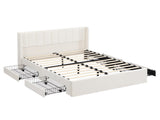 Large-capacity upholstered storage bed with drawers,Beige,Queen N769P385612B