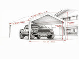 10 x 20 ft Carport Replacement Canopy Cover, Heavy-Duty Waterproof Garage Top Tarp with Ball Bungees 08648136