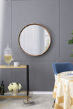 31.5" Round Pine Wood Mirror, Wall Mounted Mirror Home Decor for Bathroom Living Room W2078P152649