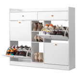 ZUN FCH 4 Drawers 2 Drawers with Top Baffle Shoe Cabinet Particle Board 128*25*107cm White 41329802