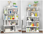 ZUN 4 Tier Storage Shelf S Shaped Bookcase, Multifunctional Wooden Display Decor Furniture, Free 04557245