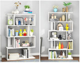 ZUN 4 Tier Storage Shelf S Shaped Bookcase, Multifunctional Wooden Display Decor Furniture, Free 04557245