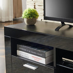 ZUN Black morden TV Stand with LED Lights,high glossy front TV Cabinet,can be assembled in Lounge Room, 57168670