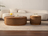 Round Rattan Coffee Table with Lift-Off Lid Storage, Hand-Woven Hemp Rope Trim, Boho-Chic Style, W3081P464721
