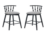 Doria Indoor Wooden Barstool, Black Finish With Grey Upholstery, Set of 2 N775P299416B