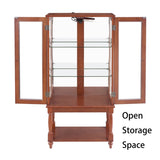 Curio Cabinet Lighted Curio Diapaly Cabinet with Open Storage Space,Solid Wood Legs and adjustable W1693P216941