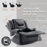 3 Seater Home Theater Recliner Manual Recliner Chair with a LED Light Strip Two Built-in Cup Holders WF323623AAB