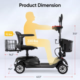 4 Wheel Electric Mobility with Lights, Powered Electric Mobility Scooter, Basket, Extended 33904565
