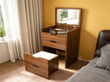 3-in-1 Vanity Desk with Lighted Mirror & Stool, Flip Top Makeup Dressing Table, Compact Storage for W2699P478802