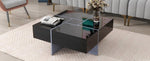 ZUN Unique Design Coffee Table with 4 Hidden Storage Compartments, Square Cocktail Table with Extendable 37447778