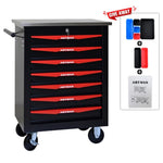 ZUN 7 Drawers Multifunctional Tool Cart with Wheels,Metal Rolling Tool Cart Storage for Garage Workshop W1102P245256