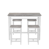 5-piece modern kitchen table with four bar stools Bar table set 5PC,metal frame and MDF, white W578P310676