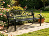 50" Metal Outdoor Bench with Backrest & Armrests, 550 lbs Load Capacity, for Garden, Patio & Front 69618709