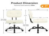 Ergonomic PU Leather Desk Chair, Armless Rolling Chair with Thickened Cushion for Small 77896294