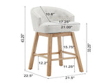 33.25" Swivel Counter Stools Set of 2, Upholstered Counter Height Bar Stools with Solid Rubber Wood WF532109BGE