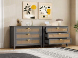 3 Drawer Cabinet,Natural rattan,American Furniture,Suitable for bedroom, living room, study W68858065