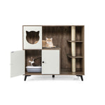 ZUN Cat Litter box with Cat scratching post, Cat Apartment, Cat House, locker 88610669