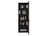 Tall Bookcase 71" H with 2 Fluted Panel Doors and Five Interior Shelves, Dark Walnut B097P480471