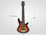 Full Size GIB 6 String H-H Pickup Electric Bass Guitar Bag Strap Pick Connector Wrench Tool Sunset 49547544