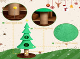 59in Large Tall Christmas Tree Cat Tower 2 Cat Condos & Scratching Post, Soft Fleece Cat Tree 40781062