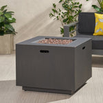 ZUN 33" Outdoor Iron Square Propane Fire Pit, Tank Inside, Brushed Brown - 50,000 BTU 62837.00BRN-50K