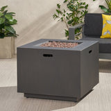 ZUN 33" Outdoor Iron Square Propane Fire Pit, Tank Inside, Brushed Brown - 50,000 BTU 62837.00BRN-50K