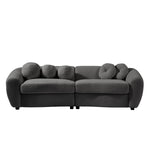 ZUN 87.7" Modern Curved Sofa, Back Upholstered Couch with 5 Decorative Throw Pillows, Teddy Fabric Couch 82719769