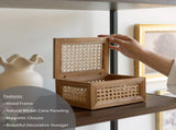 Oblong Rattan and Wood Decorative Tabletop Box 68022295