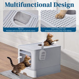 ZUN Large Enclosed Cat Litter Box with Lid Cover, Detachable Cat Toilet with Litter Scoop & Slide Out 04861288